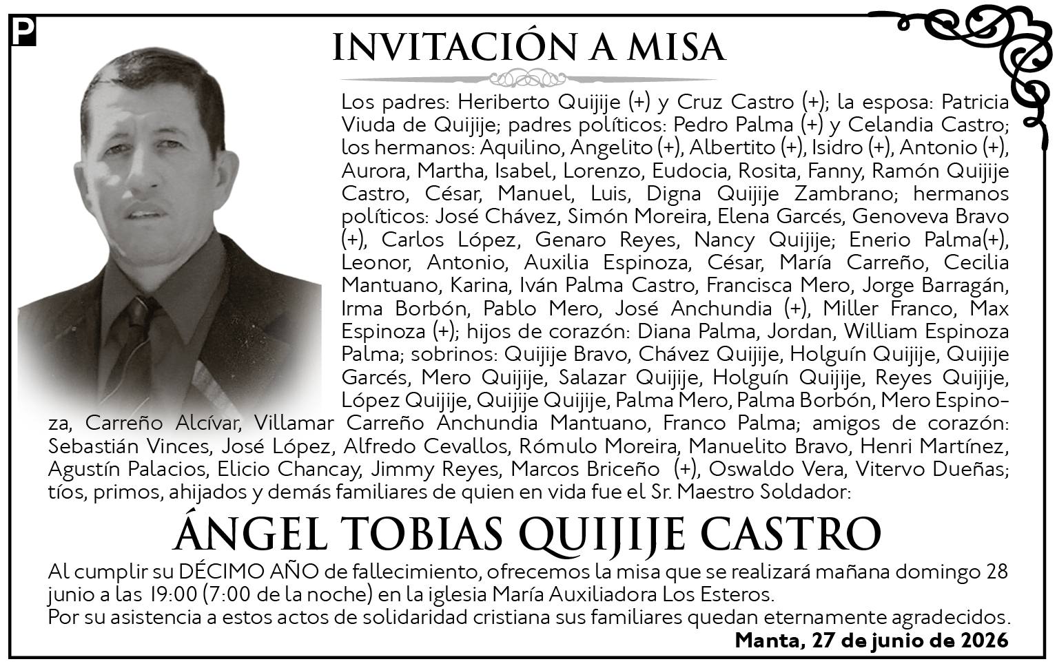 MISA ÁNGEL TOBIAS QUIJIJE CASTRO, medios ediasa