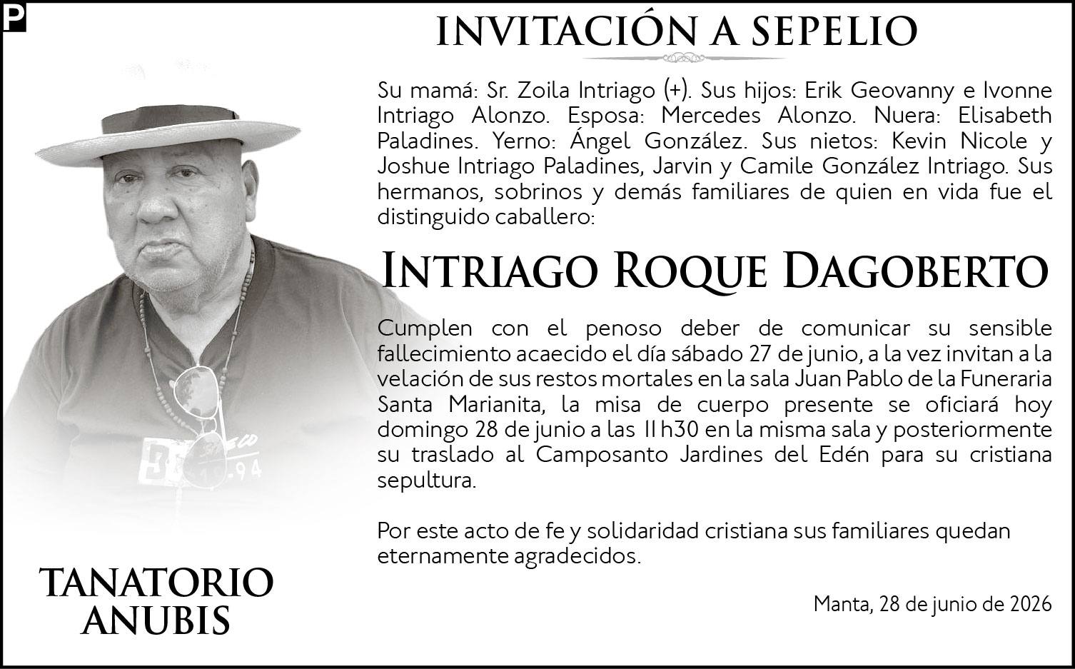 SEPELIO INTRIAGO ROQUE DAGOBERTO, medios ediasa