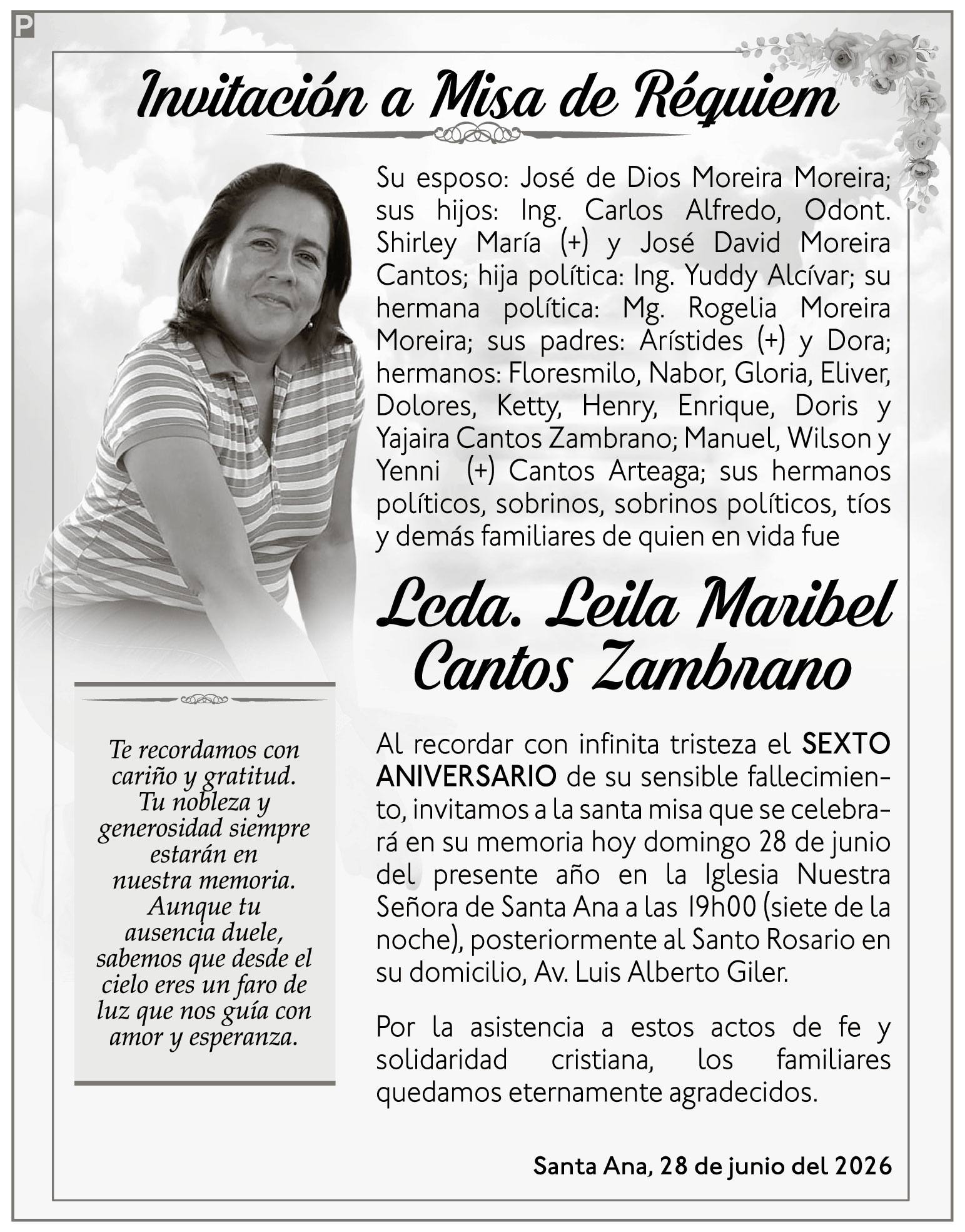 MISA LCDA LEILA MARIBEL CANTOS ZAMBRANO, medios ediasa