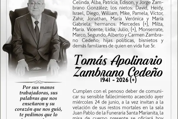 Sepelio Tomàs Apolinario Zambrano Cedeño ,Medios Ediasa