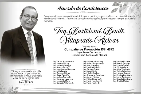 CONDOLENCIA BARTOLOMÉ VILLAPRADO