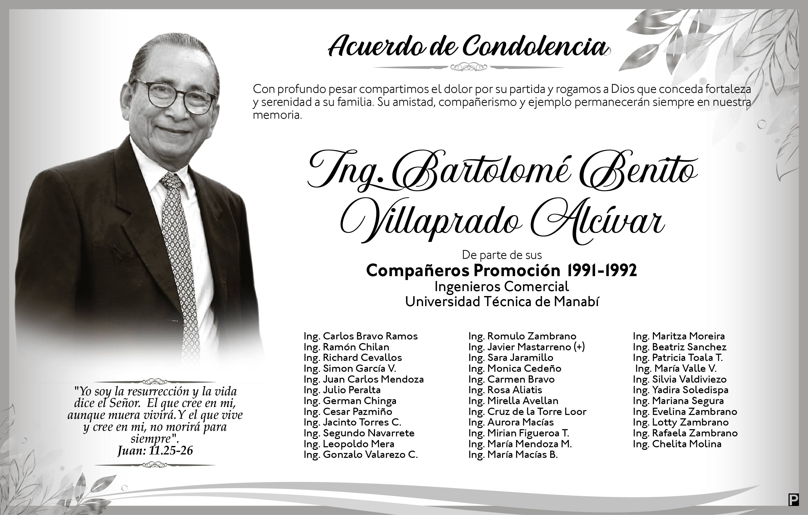CONDOLENCIA BARTOLOMÉ VILLAPRADO