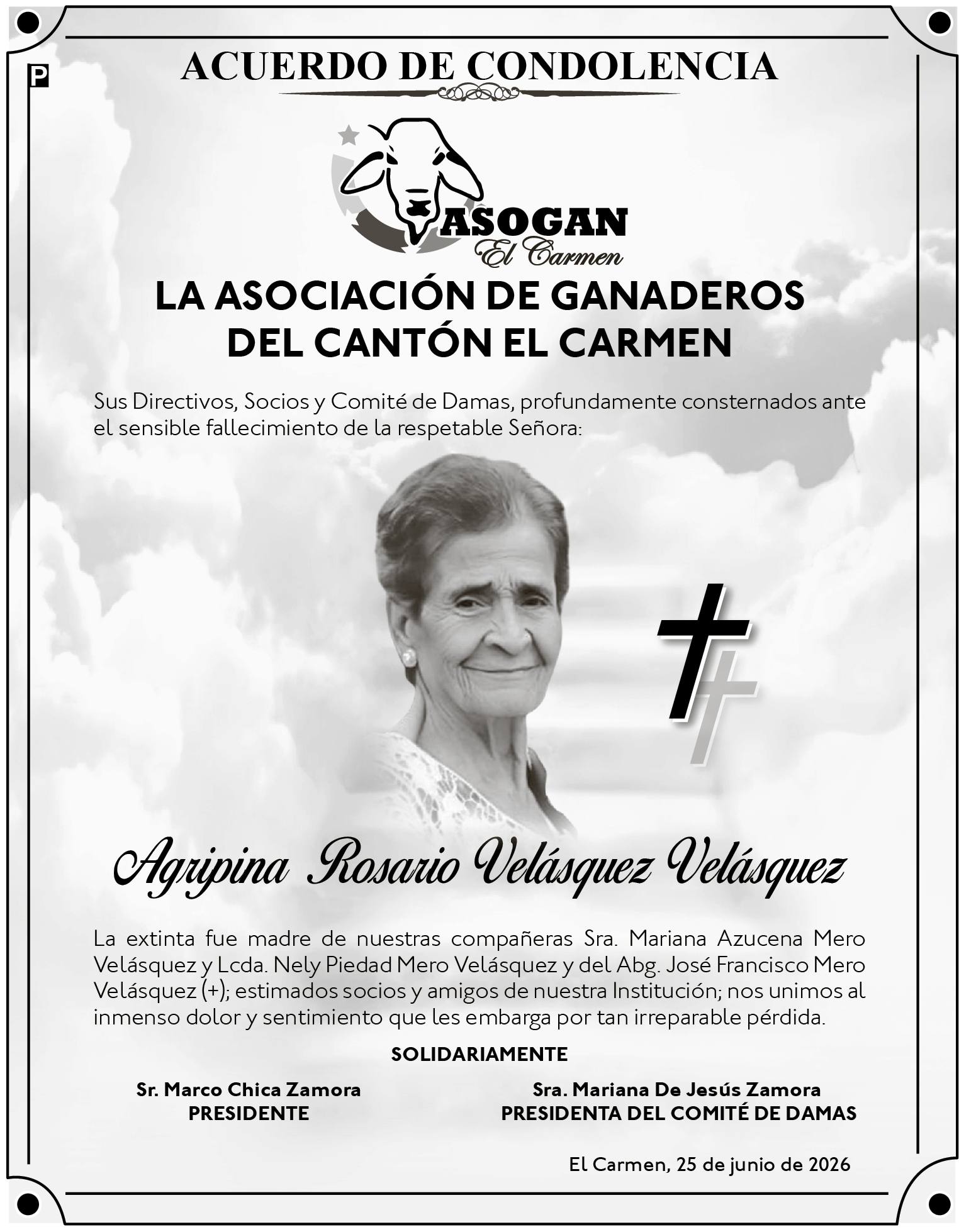 CONDOLENCIA AGRIPINA VELASQUEZ