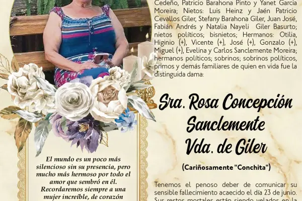 SEPELIO SRA ROSA CONCEPCION SANCLEMNTE VDA DE GILER ,Medios Ediasa