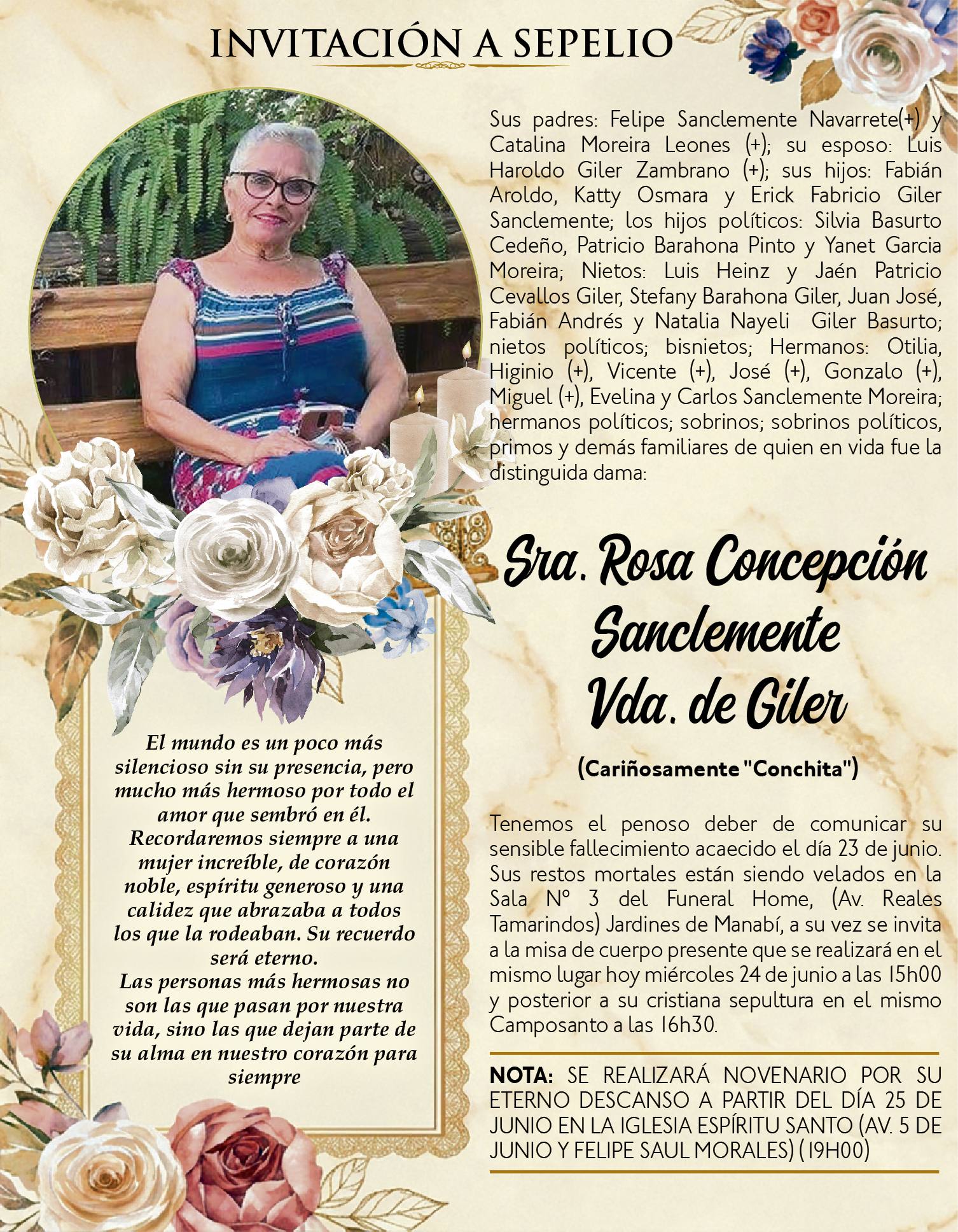 SEPELIO SRA ROSA CONCEPCION SANCLEMNTE VDA DE GILER, Medios Ediasa