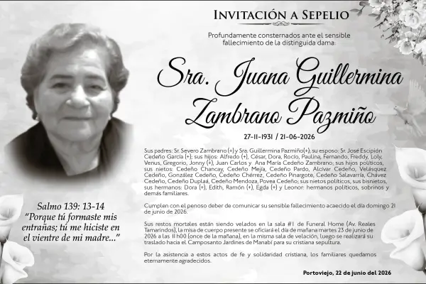 SEPELIO JUANA ZAMBRANO PAZMIÑO