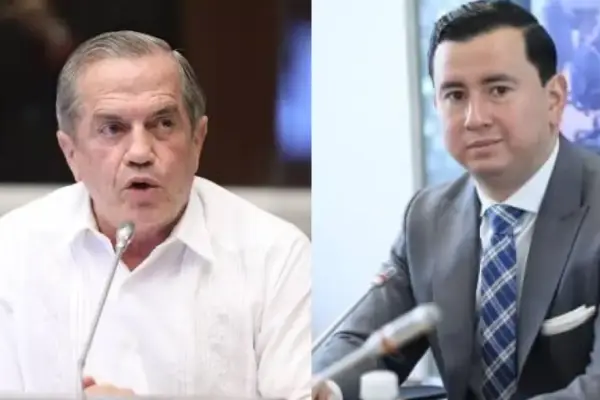 El asambleísta de RC, Ricardo Patiño, junto a Ferdinan Álvarez de ADN. ,Composición