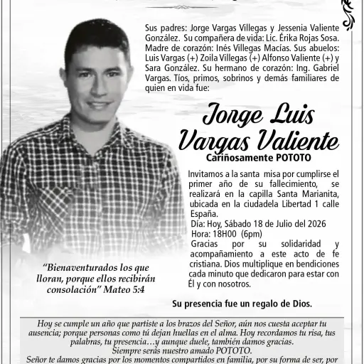 MISA  JORGE LUIS VARGAS VALIENTE