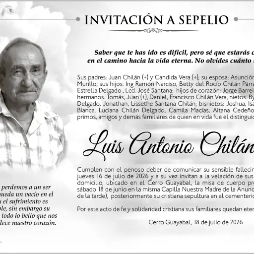 SEPELIO LUIS ANTONIO CHILAN VERA