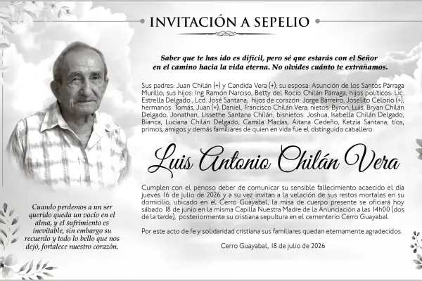 SEPELIO LUIS ANTONIO CHILAN VERA