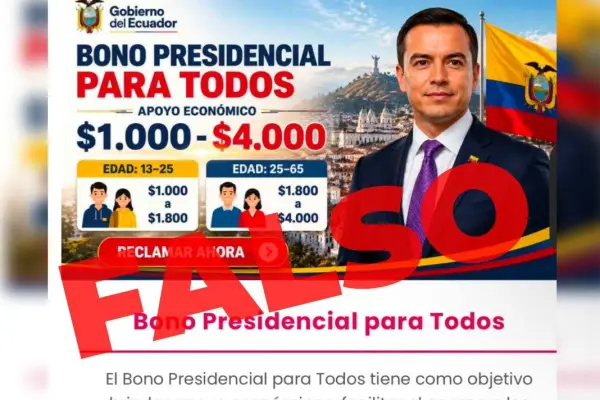 Alertan sobre falso Bono Presidencial en Ecuador ,X: @ComunicacionEc