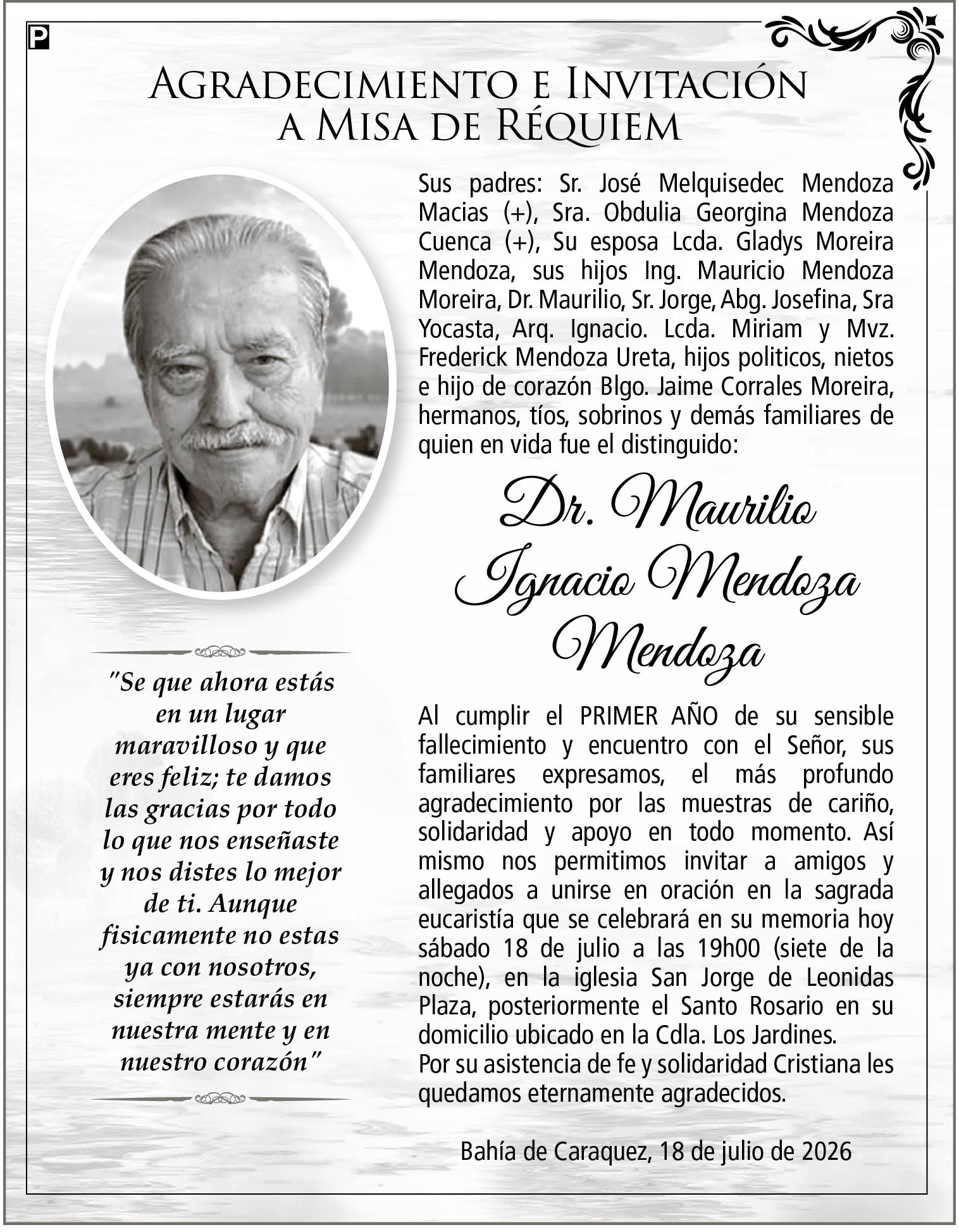 Misa Dr. Maurilio Ignacio Mendoza Mendoza, Medios Ediasa