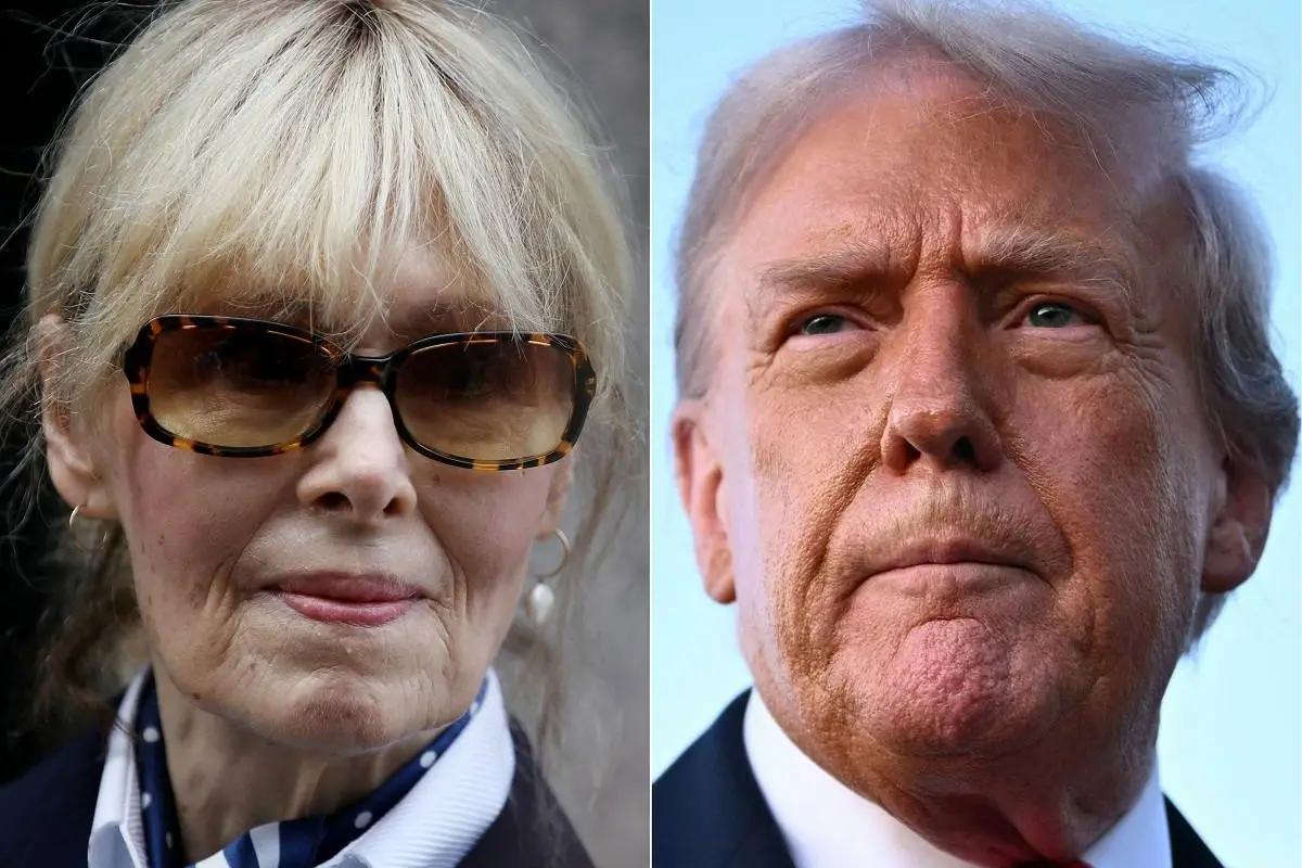La escritora E. Jean Carroll y el presidente estadounidense Donald Trump.