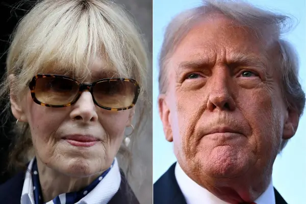 La escritora E. Jean Carroll y el presidente estadounidense Donald Trump.