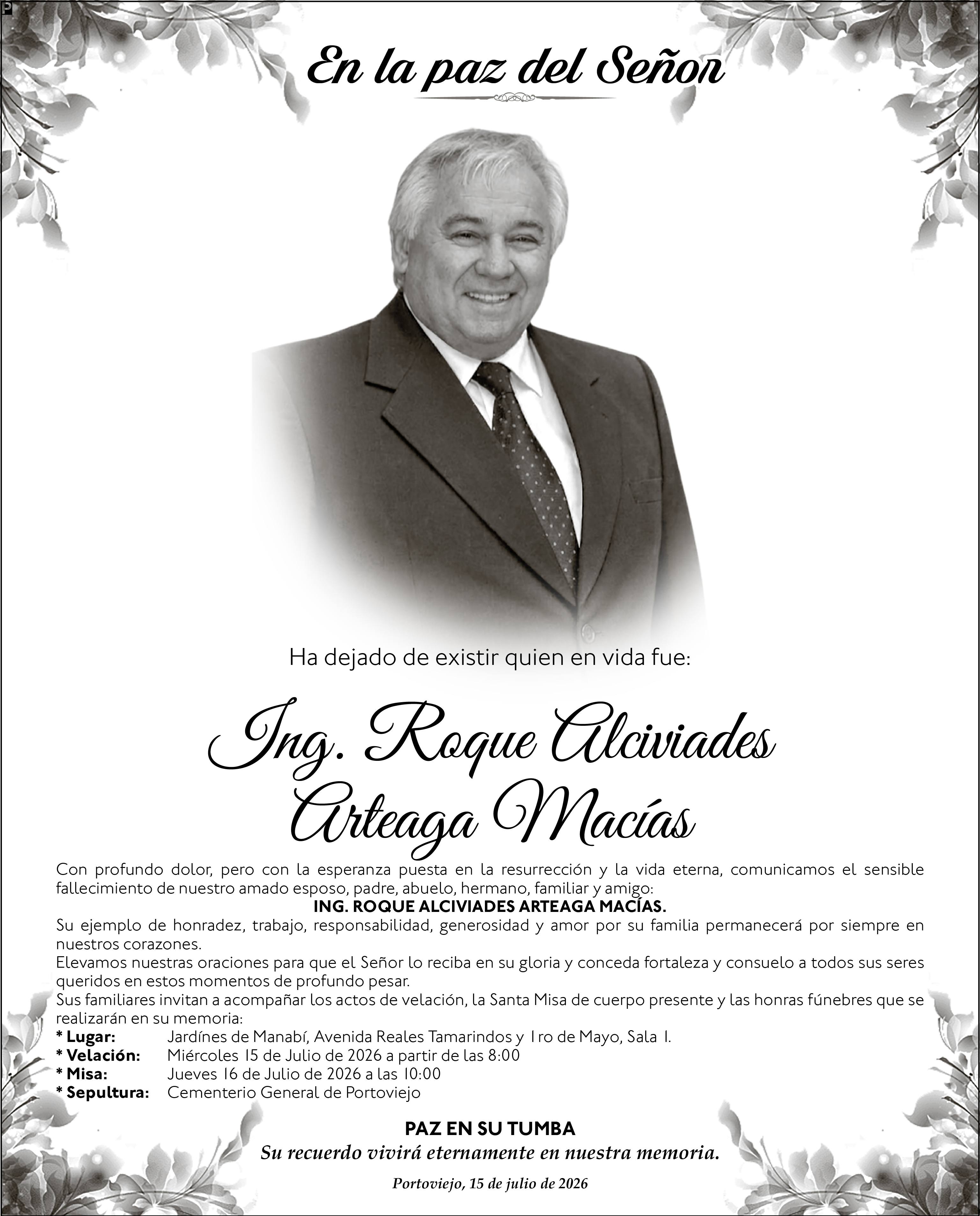SEPELIO ROQUE ALCIVIADES ARTEAGA MACIAS