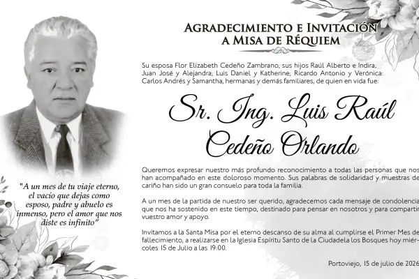 Sepelio Ing. Luis Raúl Cedeño Orlando ,Medios Ediasa