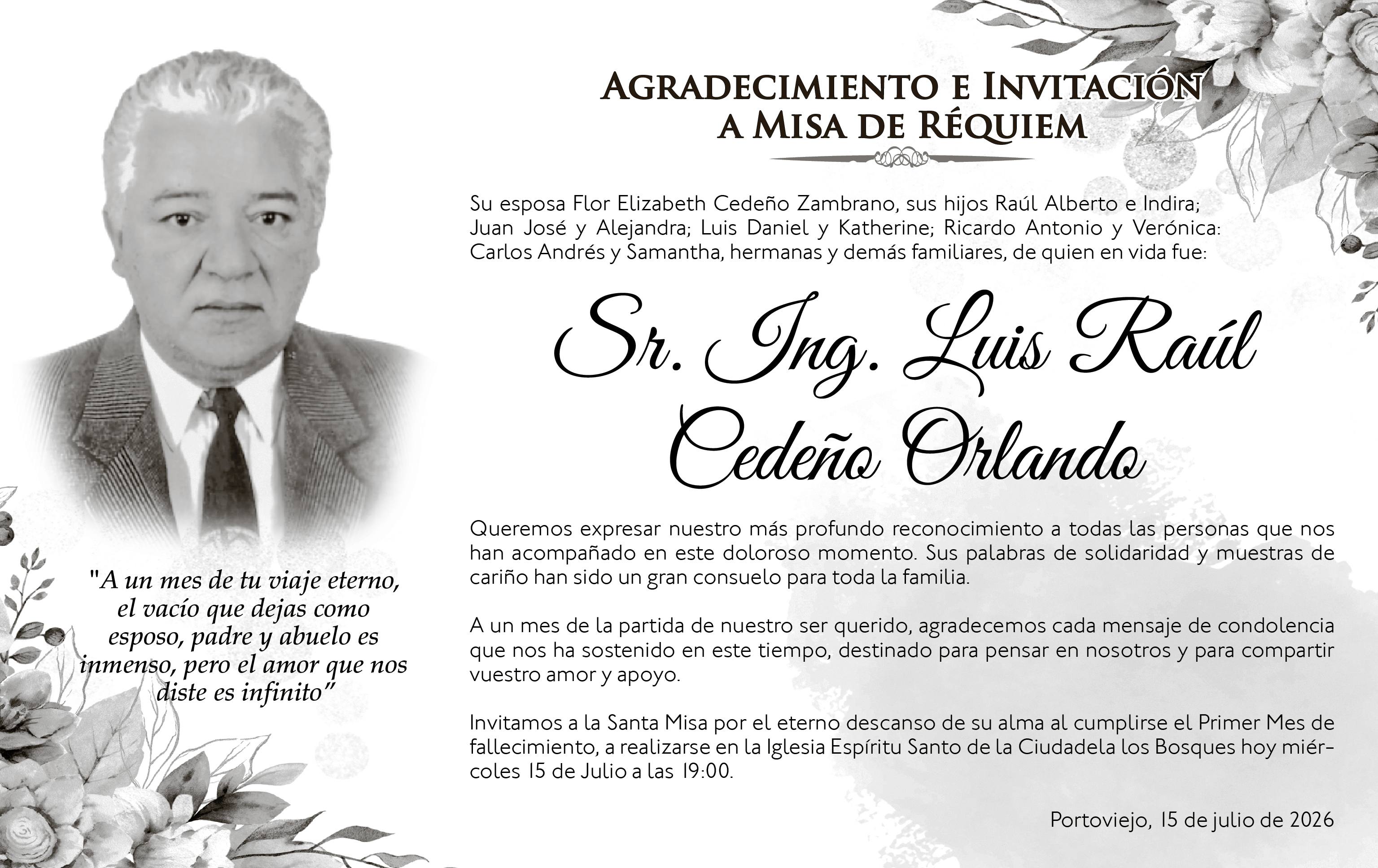 Sepelio Ing. Luis Raúl Cedeño Orlando, Medios Ediasa
