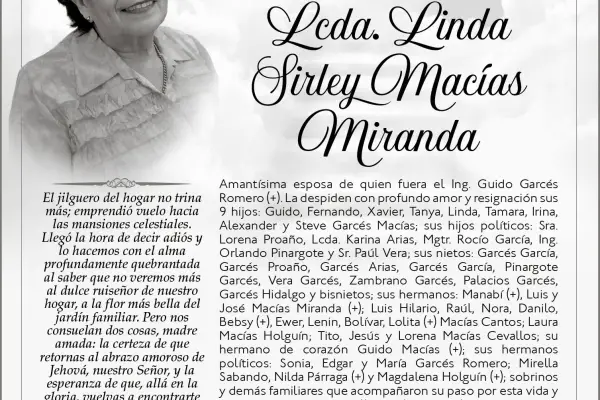 Sepelio Lcda. Linda Sirley Macías Miranda ,Medios Ediasa