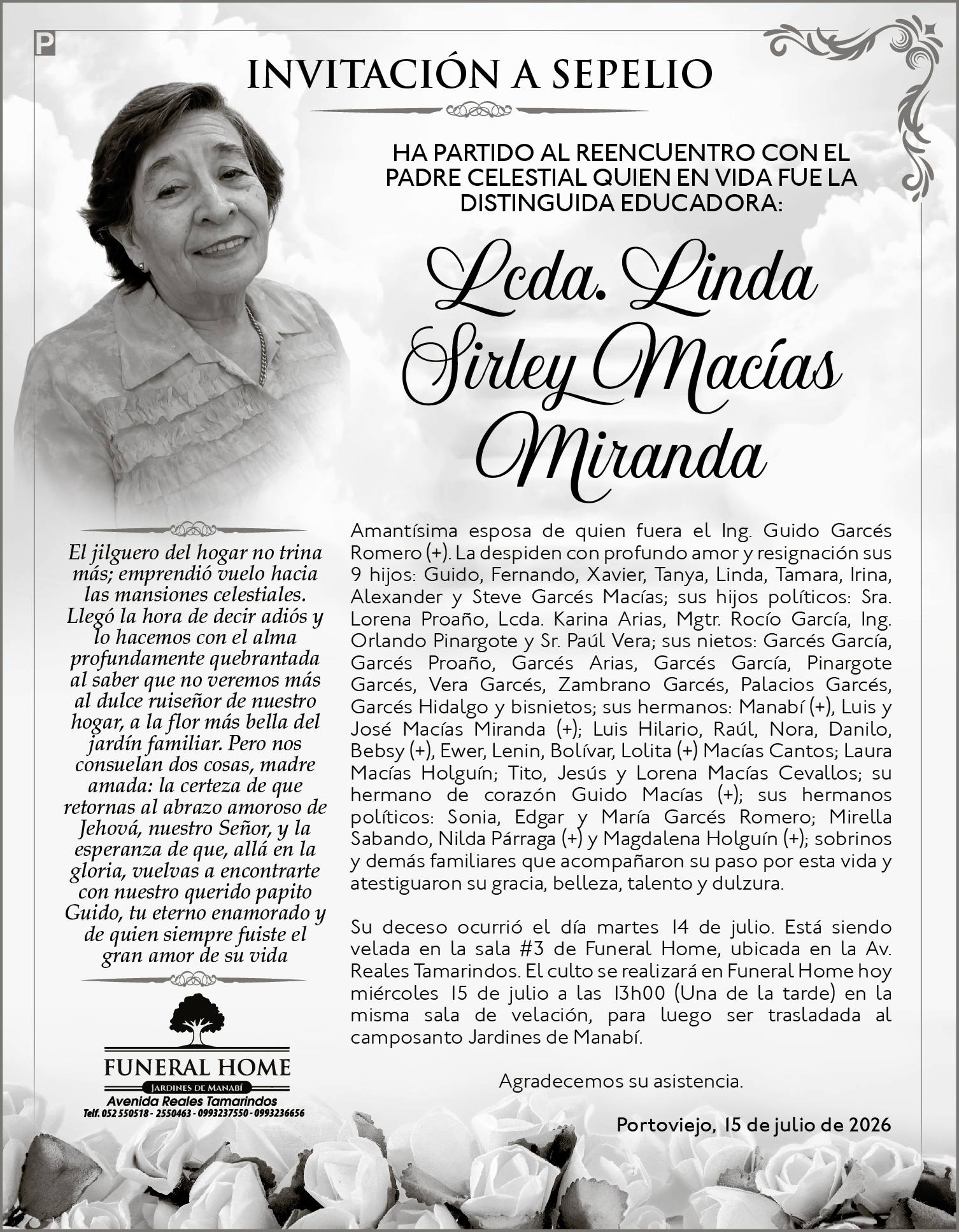 Sepelio Lcda. Linda Sirley Macías Miranda, Medios Ediasa