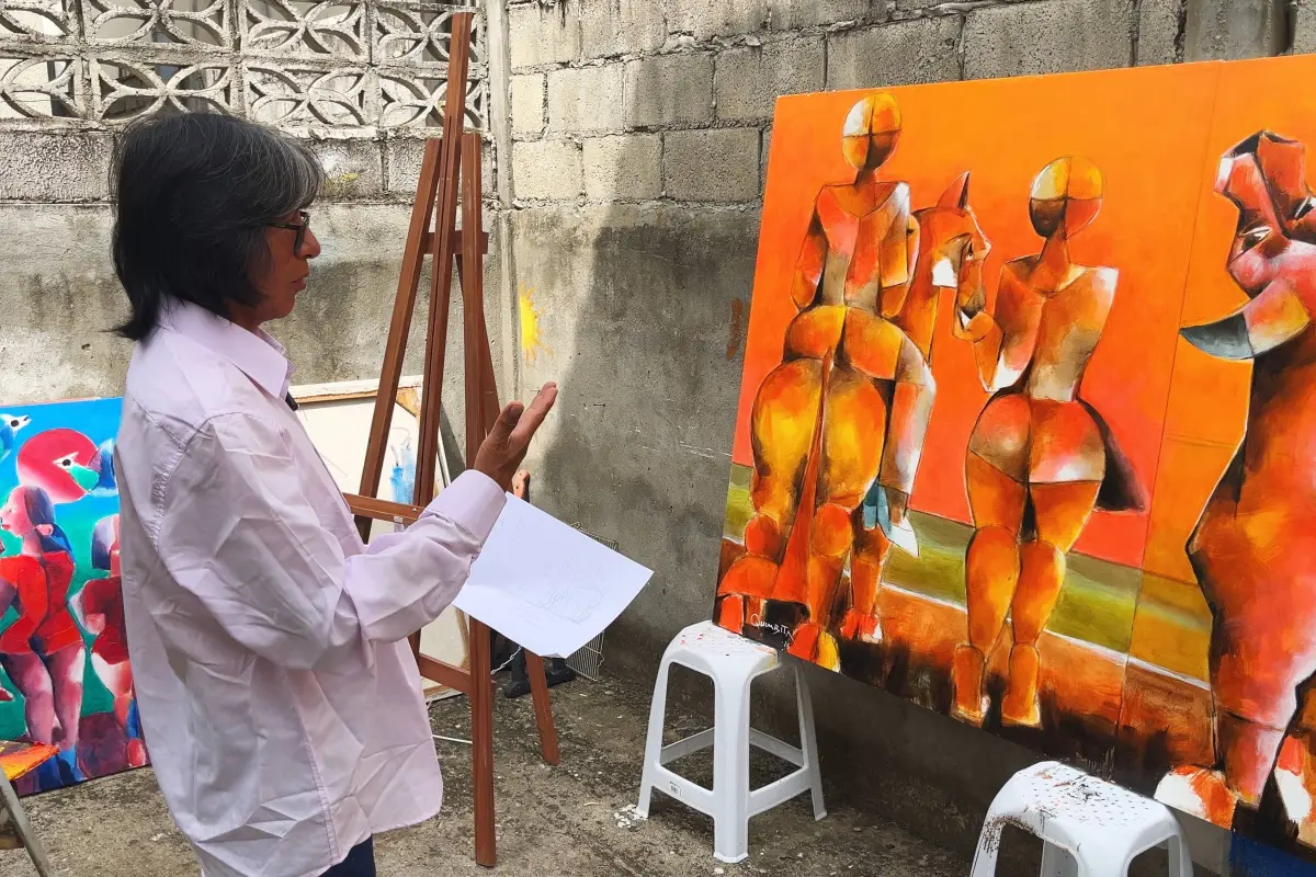 Olmedo Quimbita presenta una propuesta marcada por el color, las figuras humanas y los paisajes andinos., Cortesía