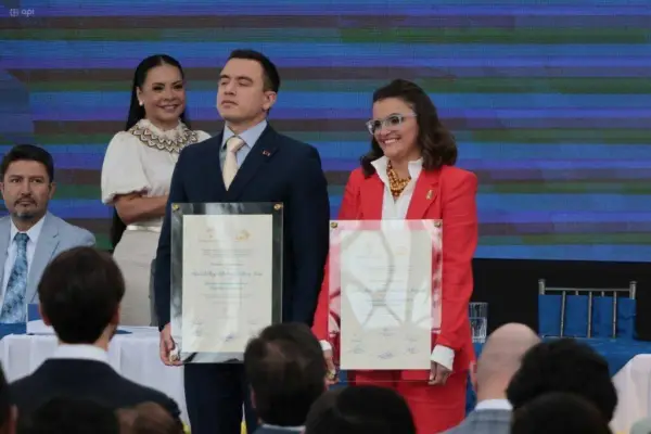 El binomio presidencial conformado por Daniel Noboa y María José Pinto.  ,API