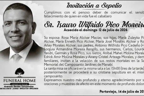 Sepelio Sr. Isauro Wilfrido Pico Moreira ,Medios Ediasa