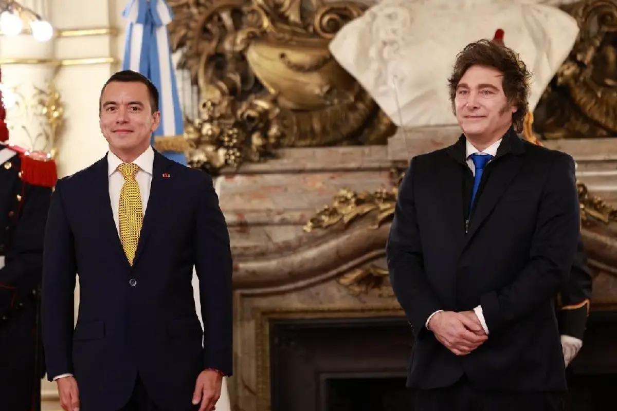 Daniel Noboa (izq) y su homólogo, el argentino Javier Mieli se han reunido en varias ocasiones previas., Foto: Agencias