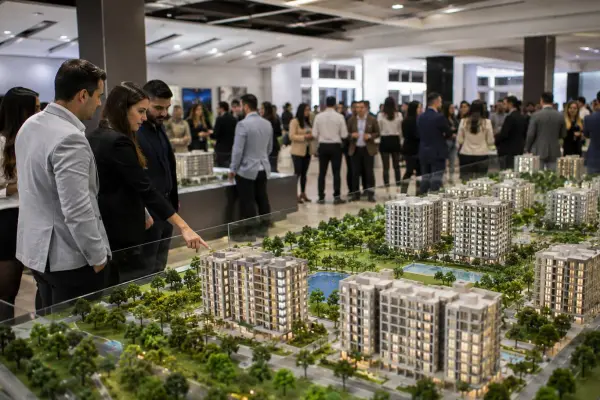 La Expo Cata Inmobiliaria 2026 se desarrollará del 16 al 18 de julio en el Centro de Convenciones de la Universidad Espíritu Santo (UEES), en Samborondón. Foto referencial de una feria inmobiliaria. ,Cortesía.