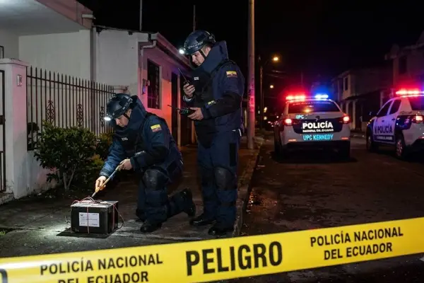 Agentes del GIR, expertos en explosivos, llegaron al lugar de los hechos para iniciar con las respectivas innvestigaciones. ,Foto: Recreación con IA