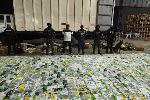 La droga estaba camuflada en más de mil paquetes que originalmennte conteníann fruta de exportación. ,Foto: X John Reimberg