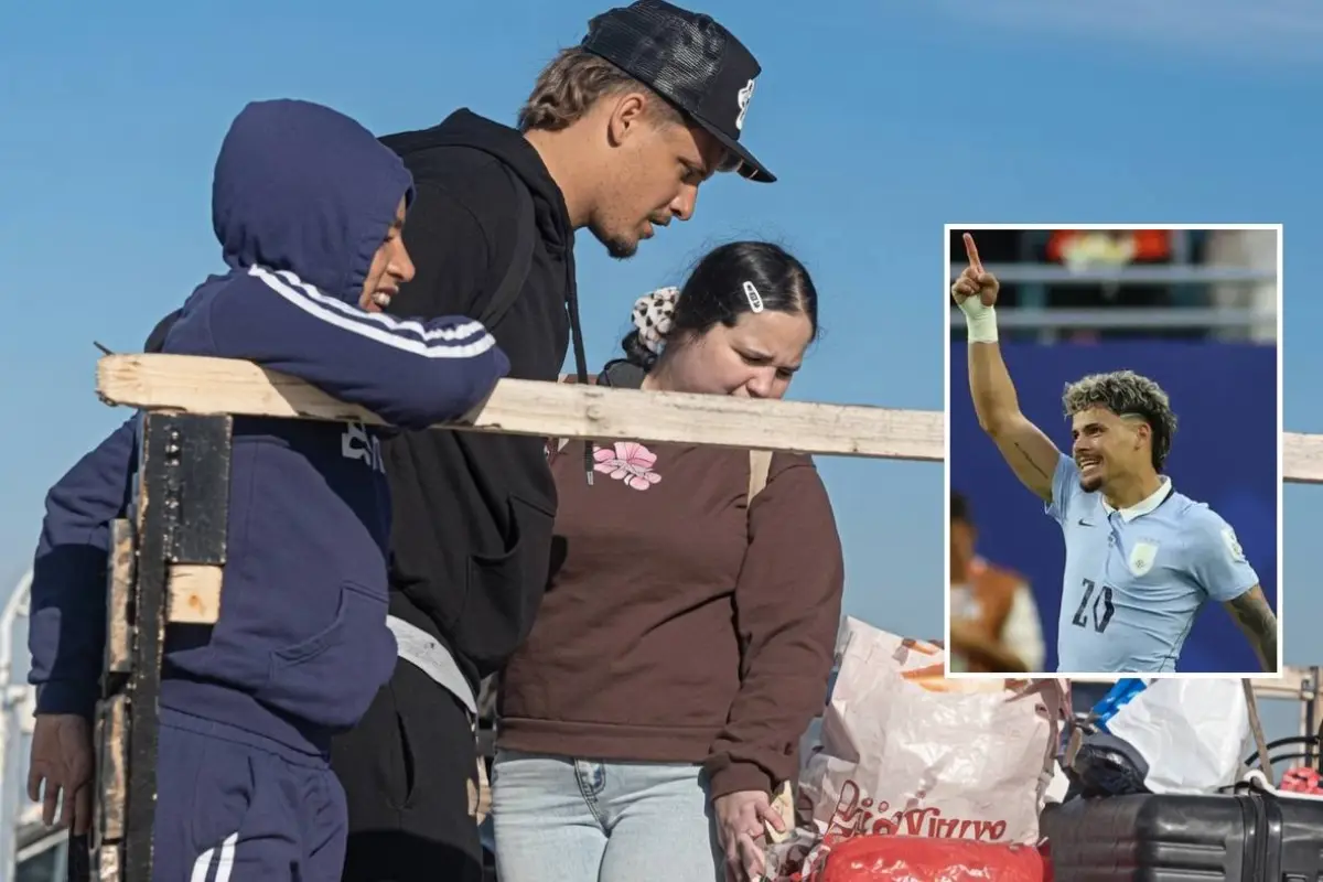 El futbolista Maximilianno Araújo se subió al cajón del caminón de su papá tras llegar al aeropuerto de Montevideo, en Uruguay., Foto: Redes Sociales