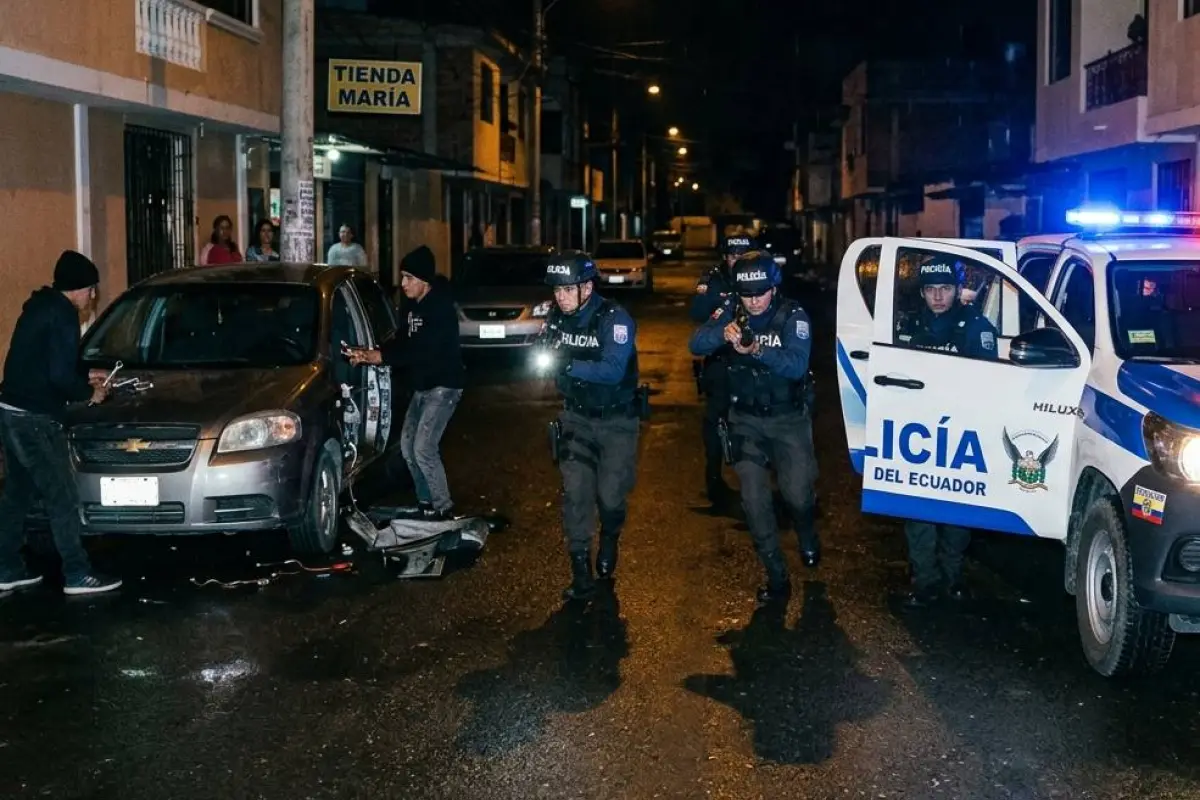 La Policía llegóal lugar tras la alerta de los vecinos sobre la presencia de delinncuentes en la zona., Foto: Referencia generada con IA