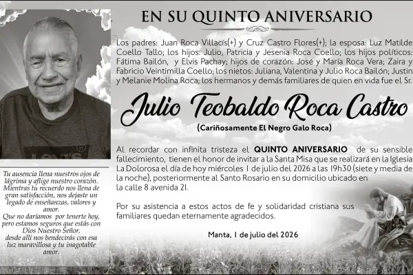 MISA JULIO TEOBALDO ROCA CASTRO ,medios ediasa