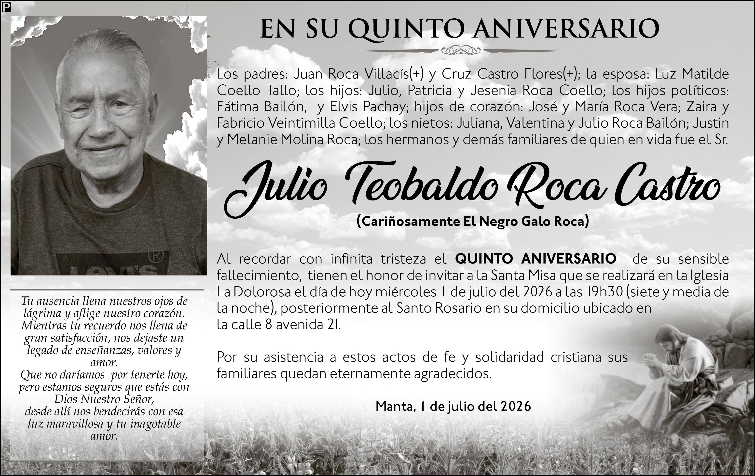 MISA JULIO TEOBALDO ROCA CASTRO, medios ediasa