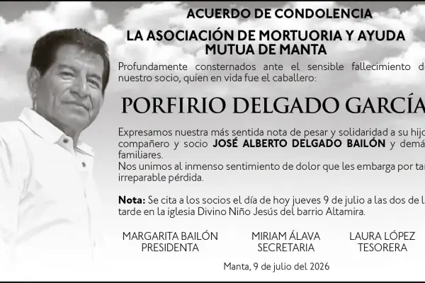 CONDOLENCIA PORFIRIO DELGADO GARCIA ,medios ediasa