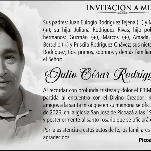 MISA JULIO CÉSAR RODRÍGUEZ CHÁVEZ