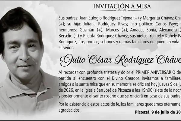 MISA JULIO CÉSAR RODRÍGUEZ CHÁVEZ ,Medios Ediasa