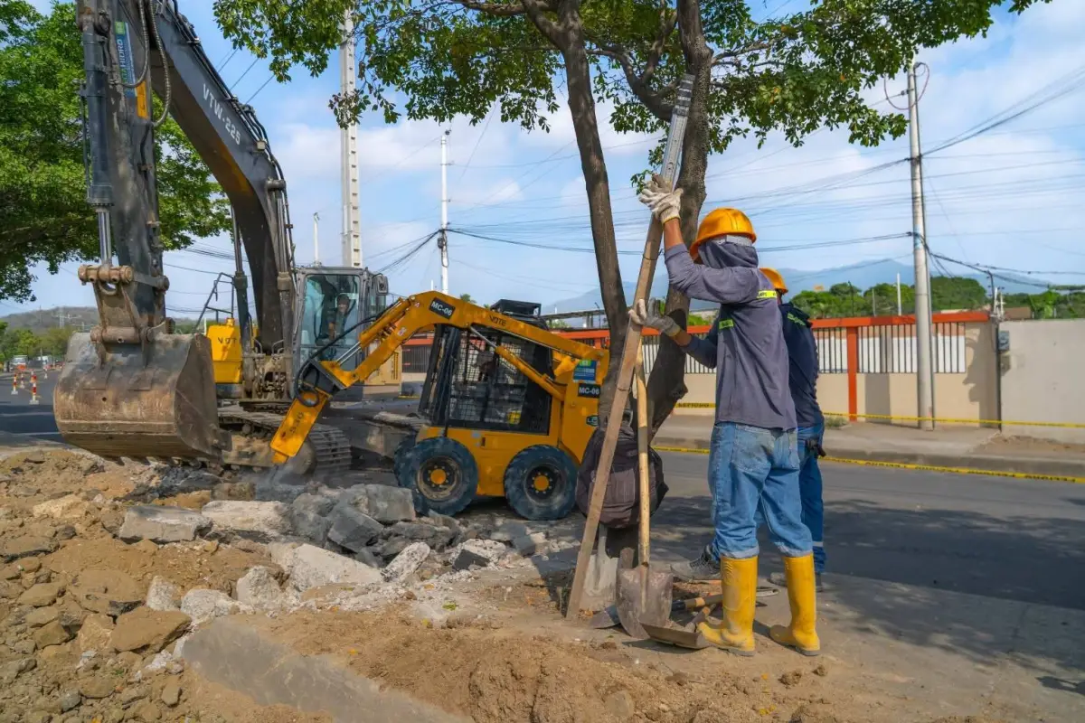 Para ubicar el colector de aguas lluvias también se abrió el parterre central., El Diario