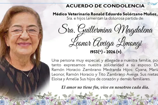CONDOLENCIA GUILLERMINA MEDICO VETERINARIO ,Medios Ediasa