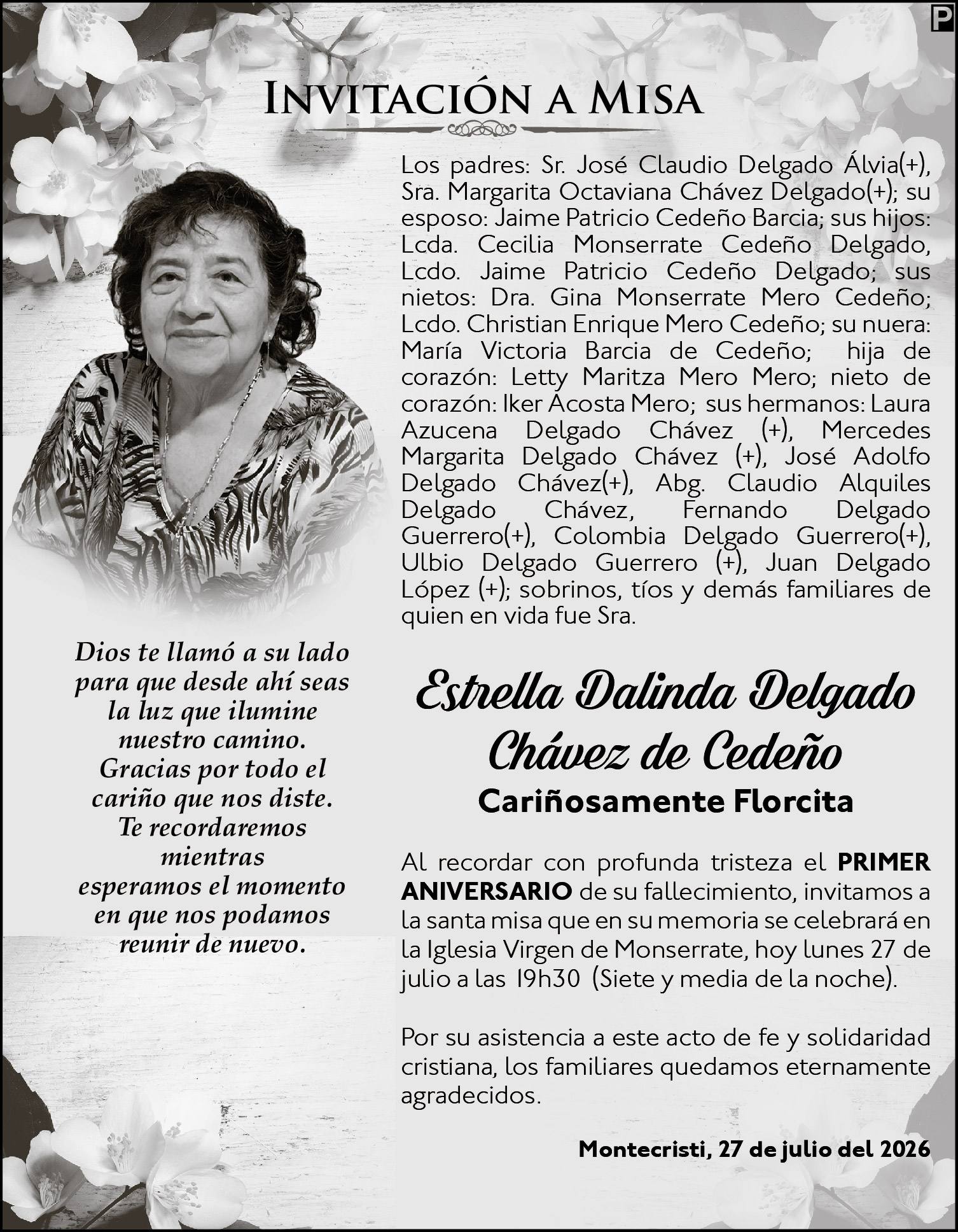 MISA ESTRELLA DALINDA DELGADO CHAVEZ DE CEDEÑO, medios ediasa