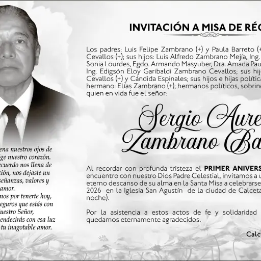 MISA SERGIO AURELIO ZAMBRANO BARRETO