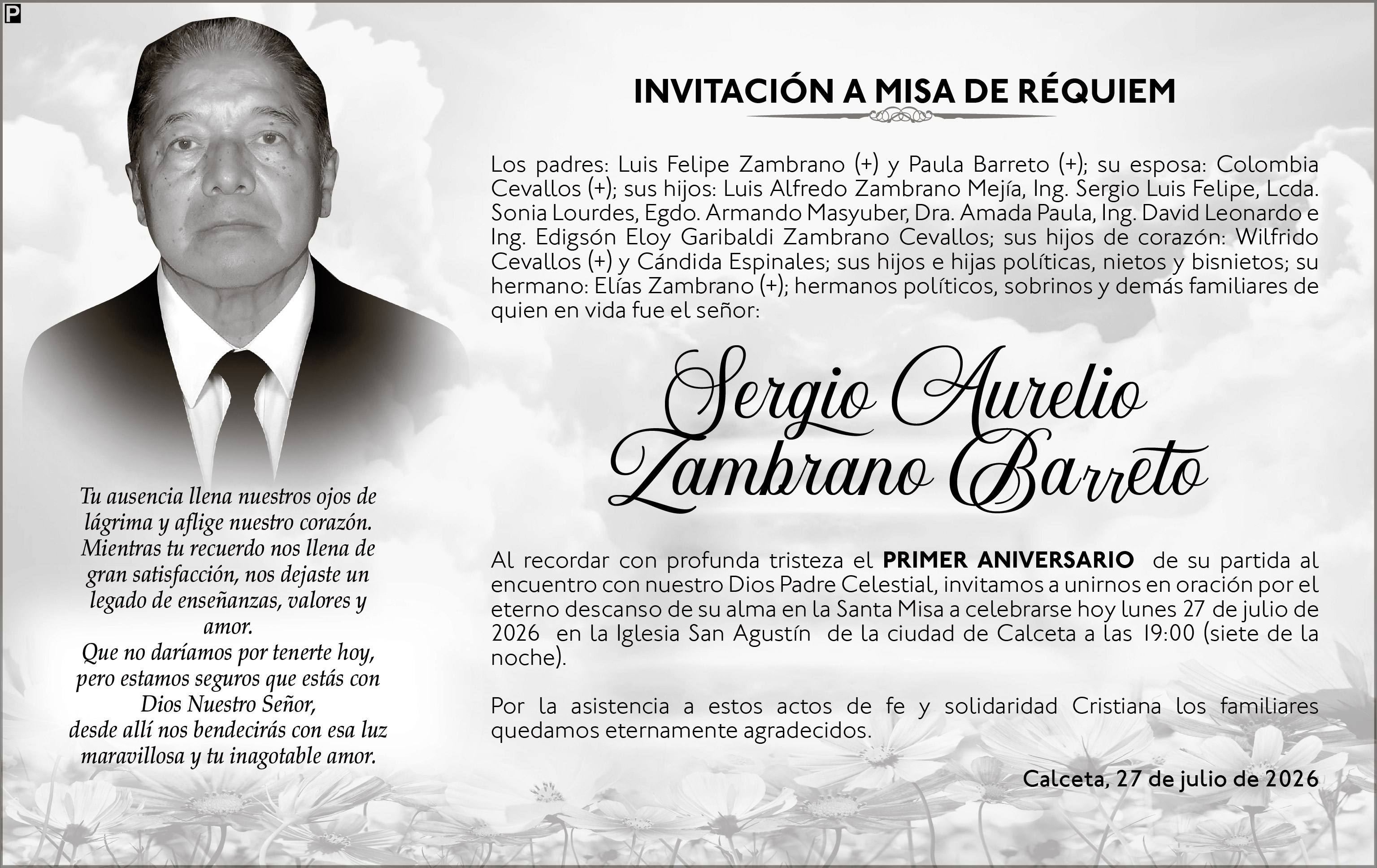 MISA SERGIO AURELIO ZAMBRANO BARRETO, medios ediasa