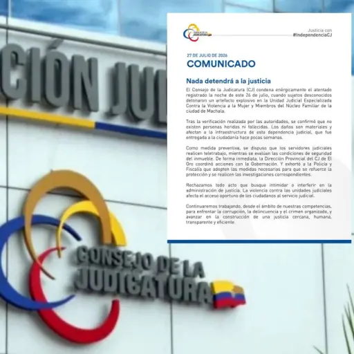 Consejo de la Judicatura dispone teletrabajo en Machala tras ataque contra sede judicial