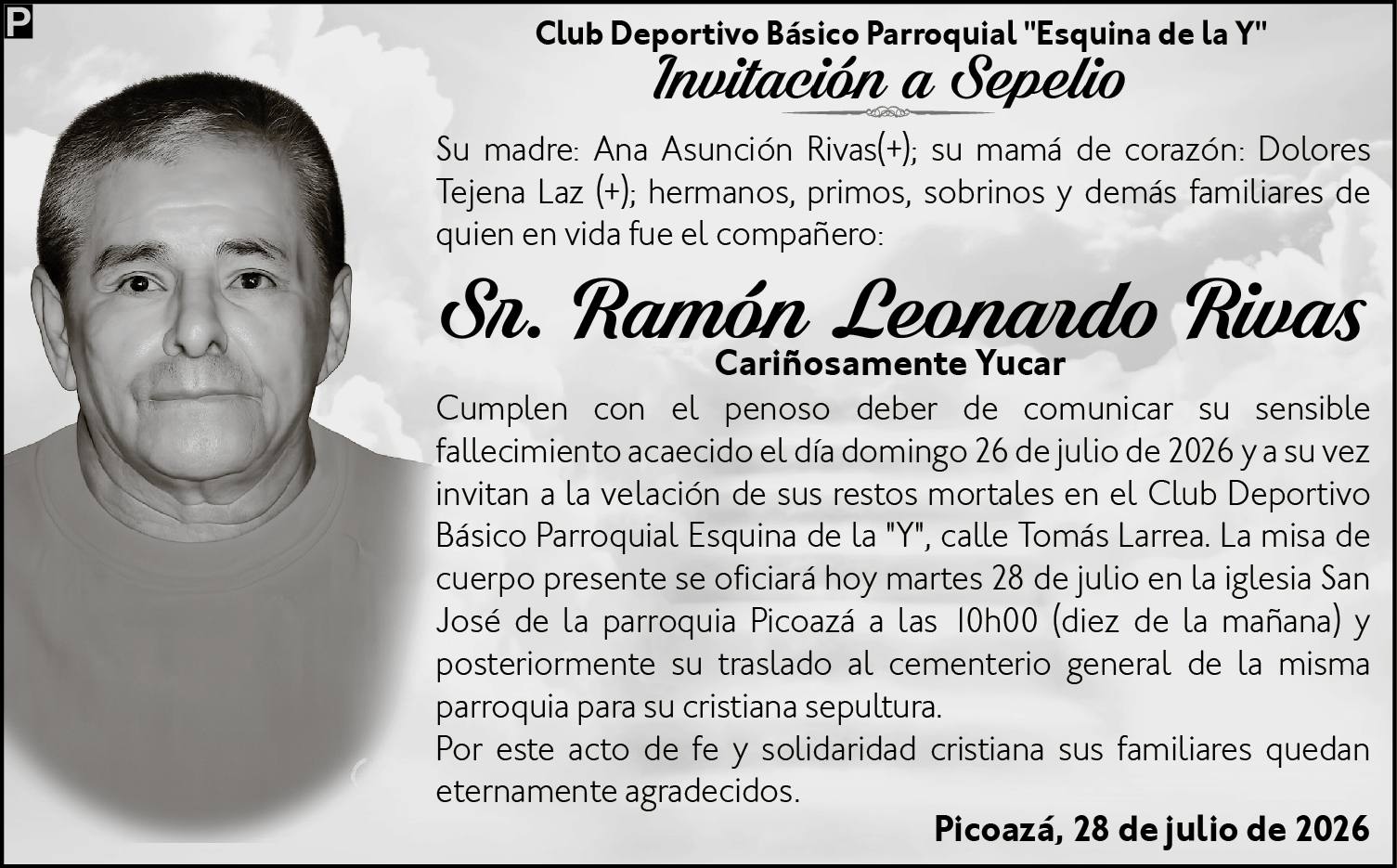 SEPELIO SR. RAMON LEONARDO RIVAS, Medios Ediasa