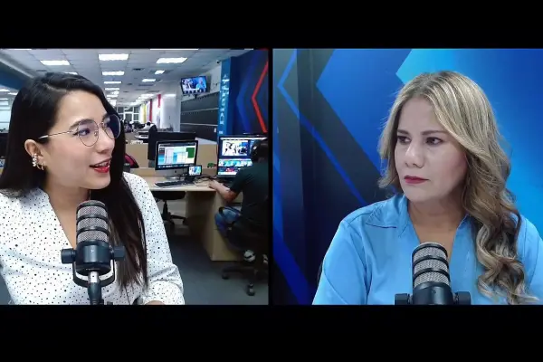 María José Fernández, precandidata a la alcaldía de Portoviejo en entrevista en Manavisión Plus.