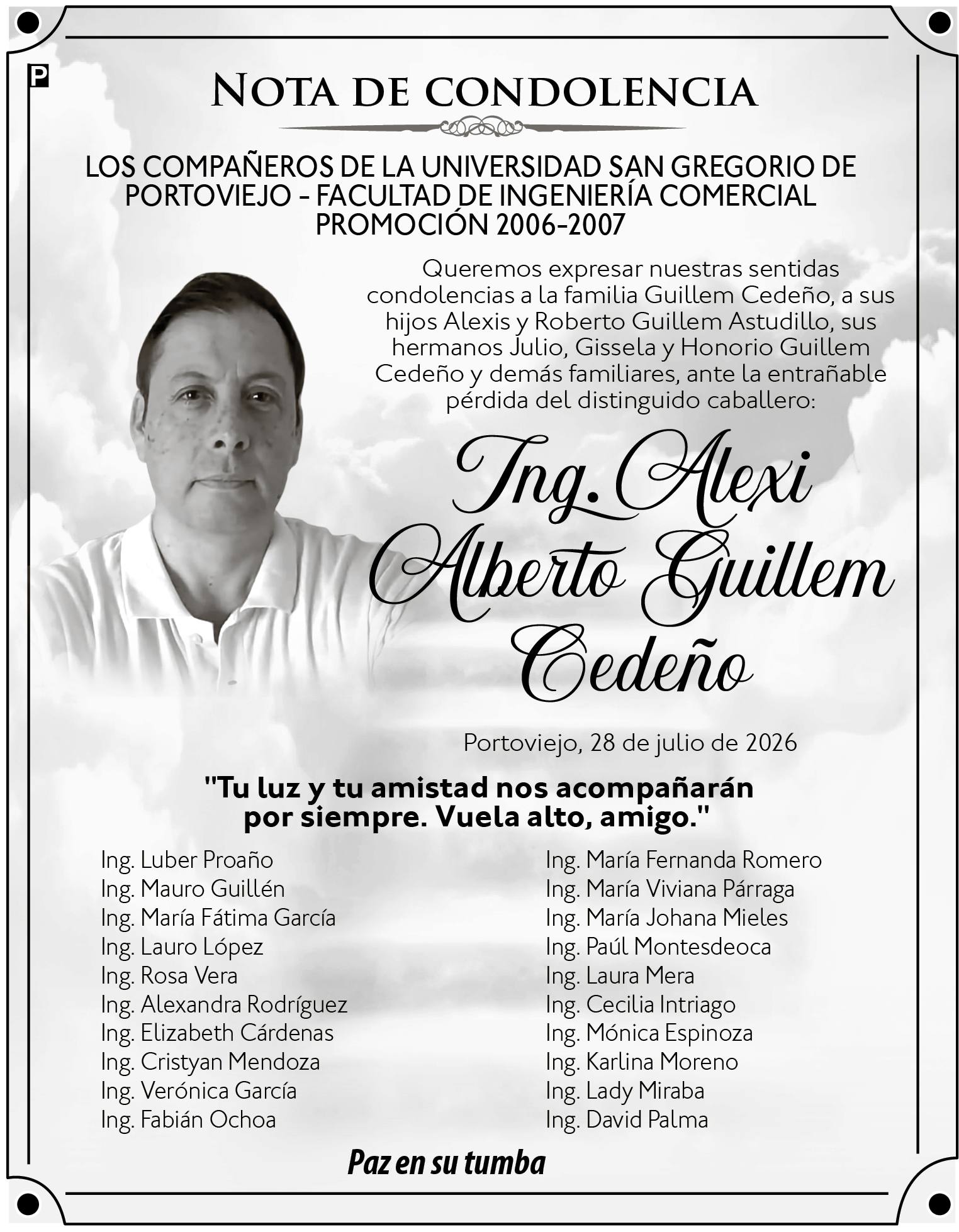 CONDOLENCIA ALEXI GUILLEM