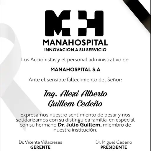 Condolencia Ing. Alexi Alberto Guillem Cedeño