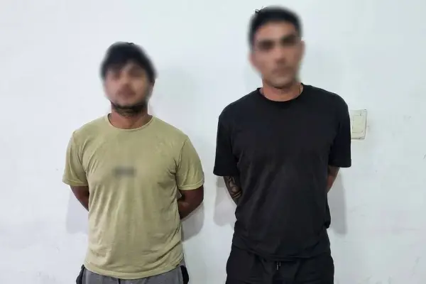 Dos sospechosos fueron detenidos por la Policía durante el allanamiento a una vivienda en El Carmen. ,Policía Nacional