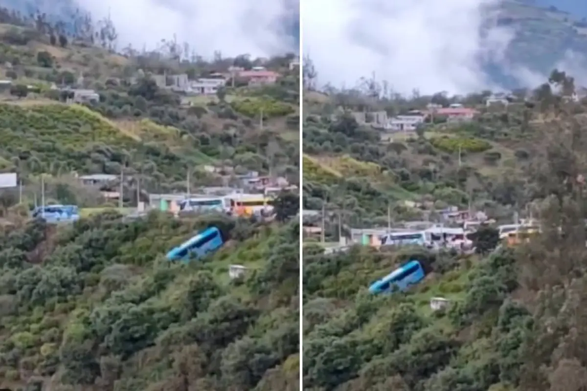 El bus siniestrado estuvo a poco de caer a un gran abismo.