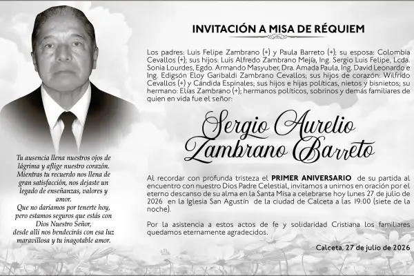 MISA SERGIO AURELIO ZAMBRANO BARRETO ,medios ediasa